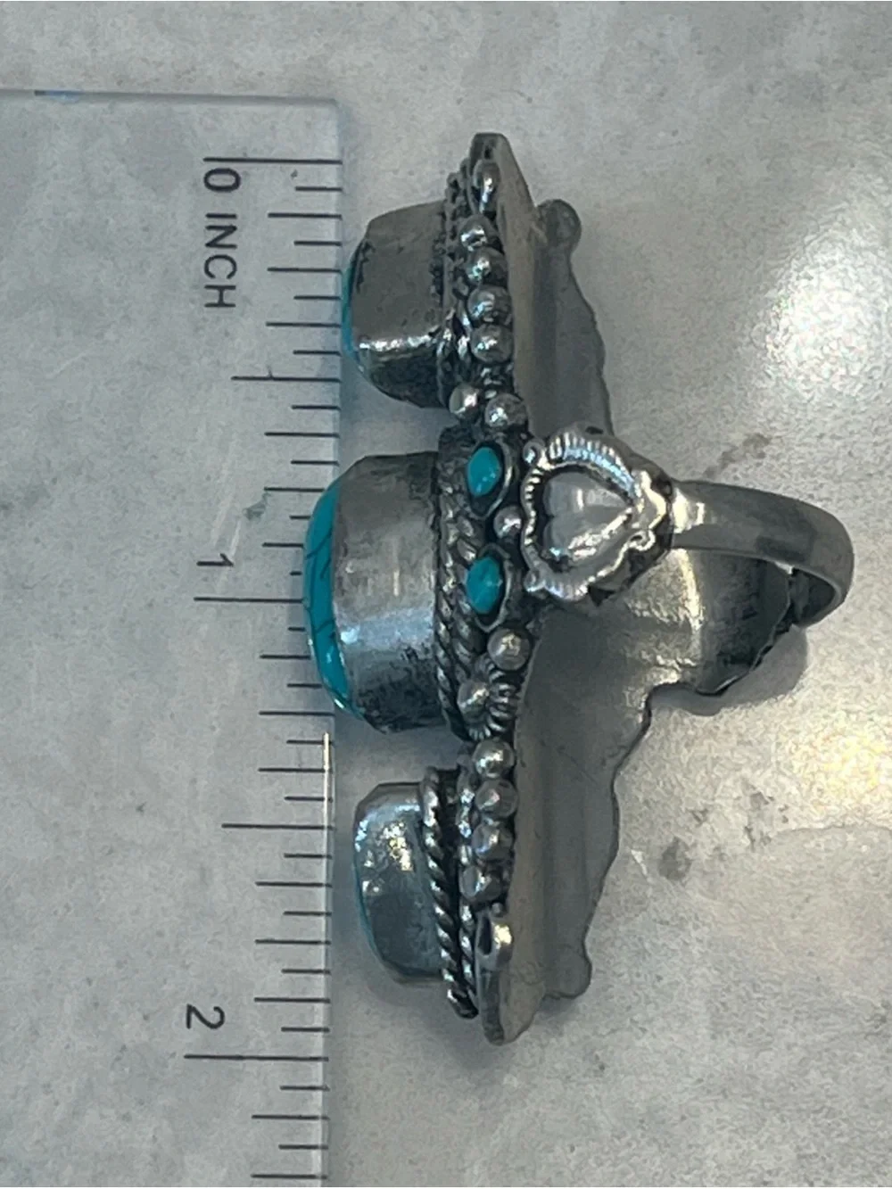 Vintage Style Festival Boho Southwestern Silver Finger Cuff Costume Ring Size 7